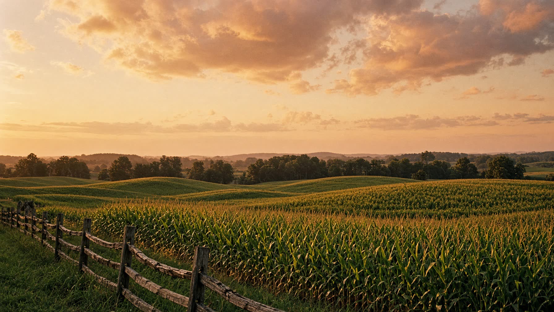 Indiana farmland at evening light